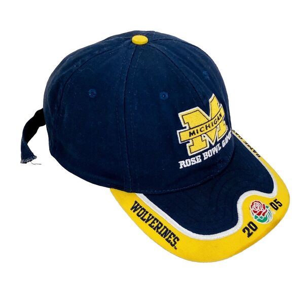 Michigan Wolverines Cap 2005 Rose Bowl Gameday Blue w Gold Strapback Authentic - Picture 7 of 14